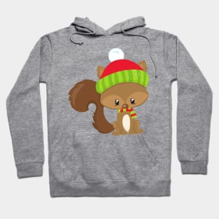 Winter Squirrel, Cute Squirrel, Squirrel With Hat Hoodie